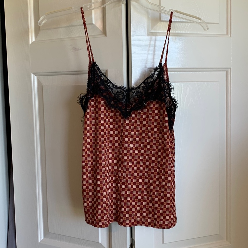 Y2K lace tank 90s 2000s lightweight see they spaghetti strap black lace